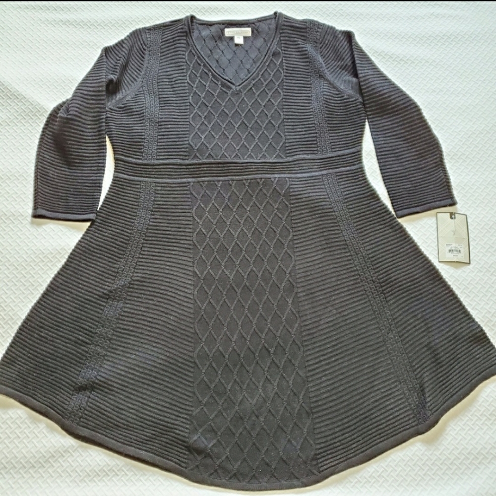 4/$25 Dana Buchman Sweater Tunic/Dress Black